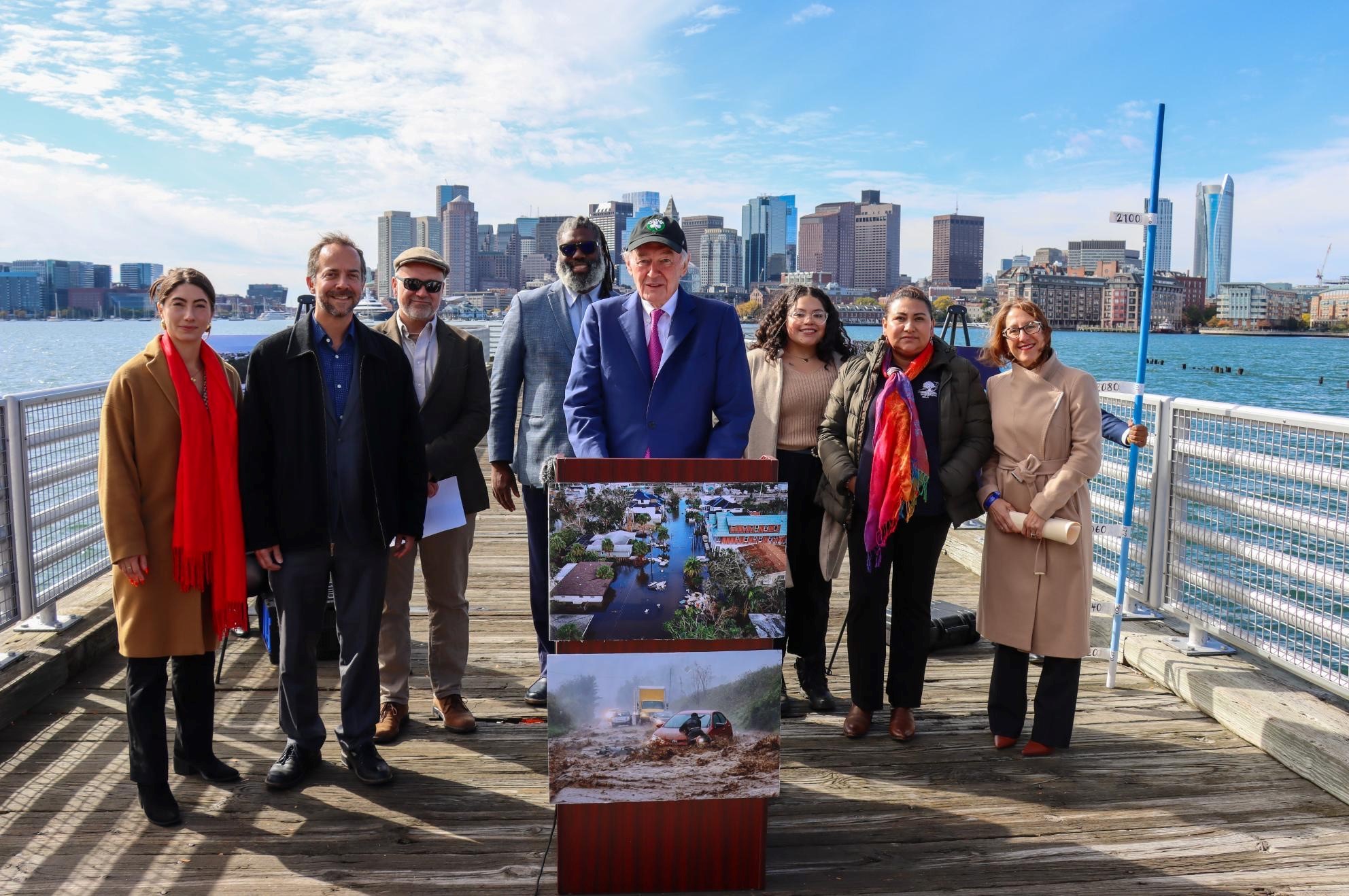 Senator Markey, local officials, and advocates at LoPresti Park in East Boston