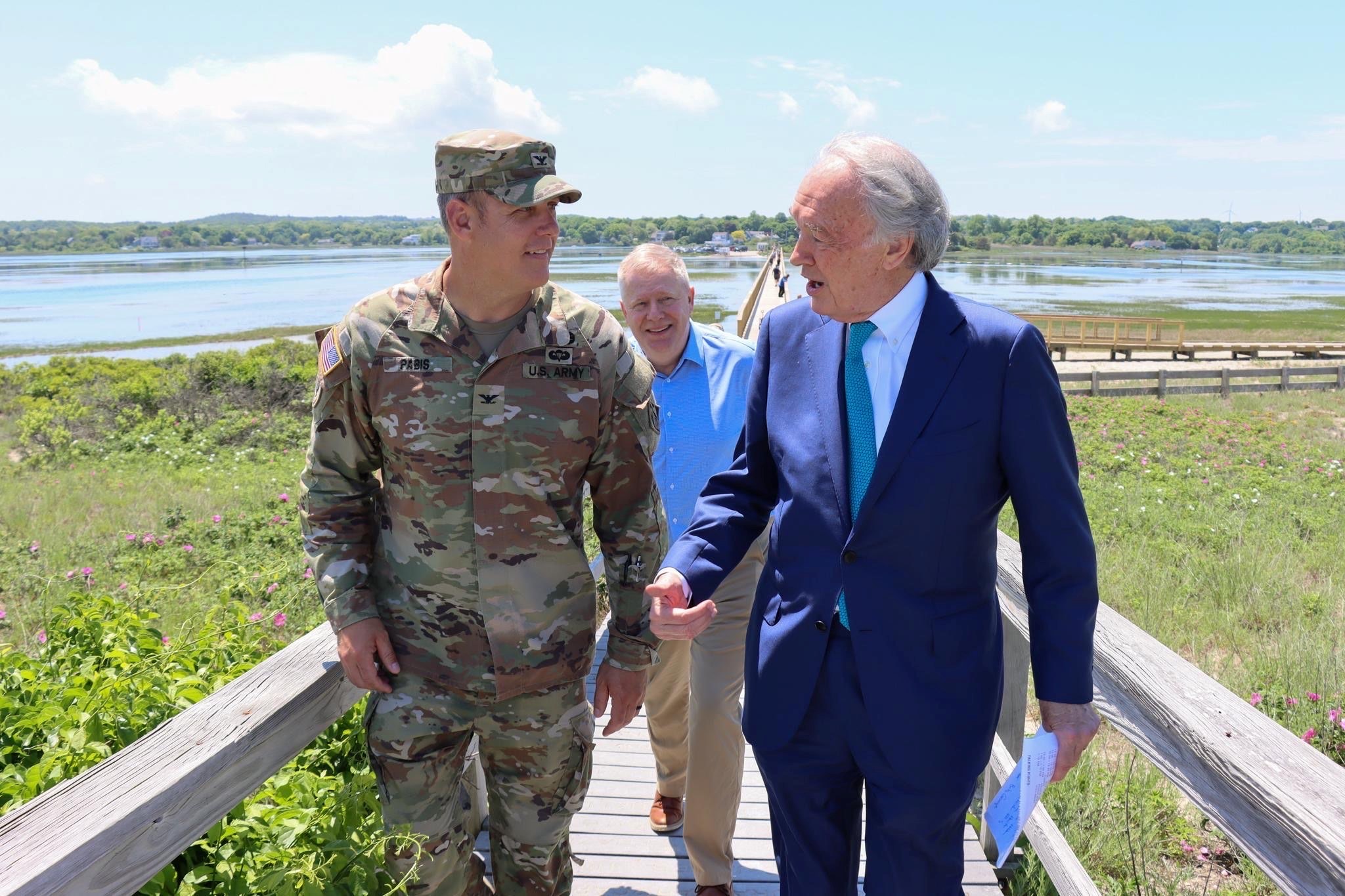 Ed Markey and other officials in Sandwich, MA, discussing beach restoration